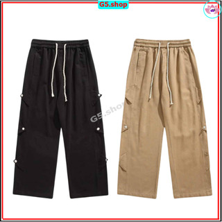 Quần KAKI Ống Rộng nữ phối 6 Nút sườn phong cách, quan dài baggy pants UNISEX, hiphop phong cách retro - g5.shop