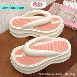 Dép kẹp ngón bánh mì bản mới, dép tông nữ đế phối màu độn 5cm Chọn tăng 1 size