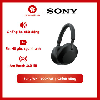 [Ảnh thật] Tai nghe Bluetooth chụp tai Sony WH-1000XM5, Khử tiếng ồn dựa theo môi trường, 360 Audio, Pin 40 tiếng