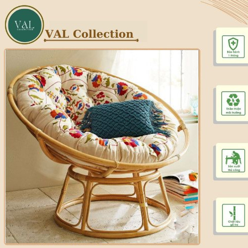 Ghế papasan mây 1m, 1m2, ghế papasan thư giãn sang trọng, không có nệm, ghế mây tre đan Việt Nam hàn