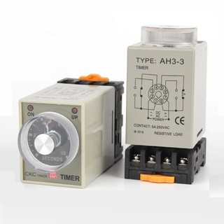 Bộ định thời timer ah3-3, relay thời gian 10 giây, 30 giây, 60 giây, 10 phút, 30 phút ,60 phút, bao gồm đế