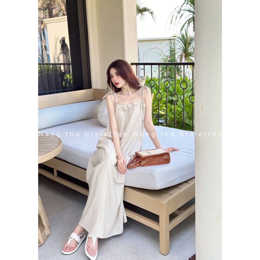 Đầm bí linen dáng dài