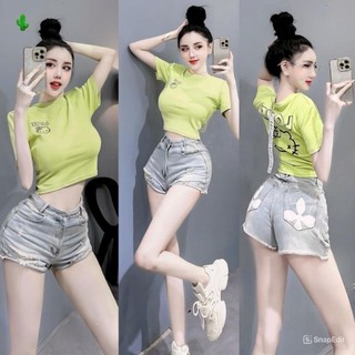 Áo thun croptop in kitty 2 mặt trước sau siêu kute PC hình thật