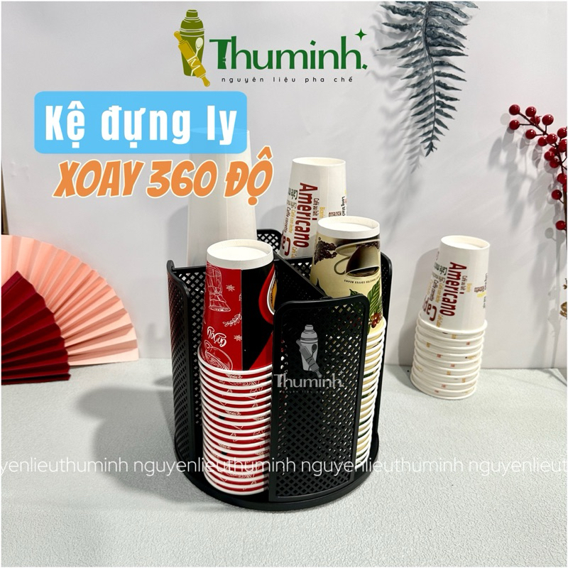 Kệ Đựng Ly 4 Ngăn Xoay Tròn 360 Độ