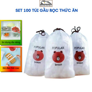 Set 100 Túi Gâu Bọc Thức Ăn Đa Năng Màng Bọc Thực Phẩm Co Dãn Có Chun Siêu Dai