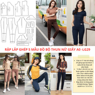 RẬP GIẤY A0 LẮP GHÉP 5 MẪU ĐỒ BỘ THUN-LG29 (KHÔNG CẮT SẴN)