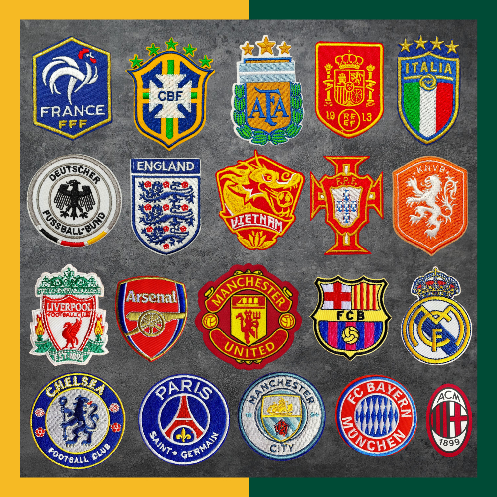 Sticker ủi áo, miếng dán quần áo dùng làm Patch ủi, miếng vá quần áo hình Logo Bóng đá