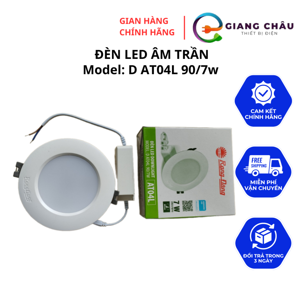 [CHÍNH HÃNG] Đèn Led âm trần Downlight 90/7W  AT04 90/7W