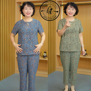 Đồ bộ trung niên nữ cho mẹ mặc nhà, chất vải lụa pháp đồ bộ nữ trung niên cao cấp. ST03
