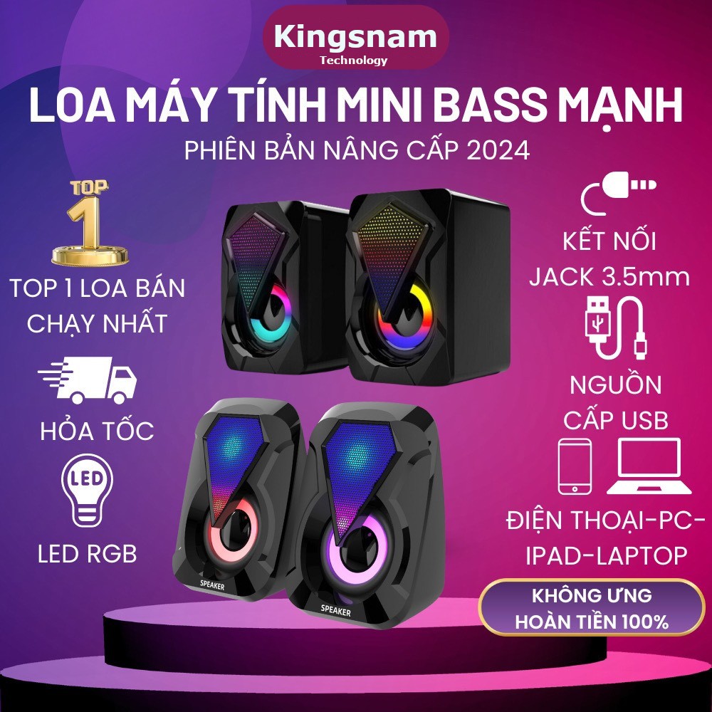 Loa máy tính vi tính mini laptop LED Loa Để Bàn Cao Cấp 1046 1053 bass khỏe giá rẻ Led âm thanh cực chất