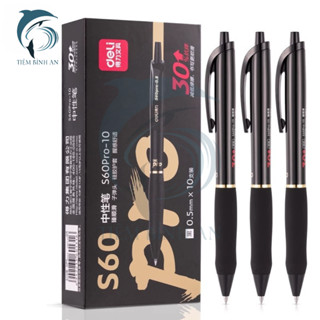 [Combo 5 Bút] Bút Bi Gel Bấm, Bút Gel Bấm Màu Đen Nhanh Khô Deli S60 Pro Ngòi 0.5mm