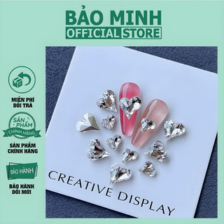 Set đá trái tim mix size - Đá khối trái tim đính móng siêu xinh - Set 30 viên đá trái tim trang trí nail