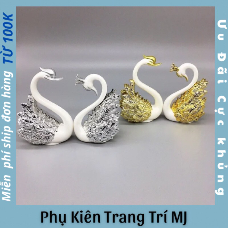 Cặp Thiên Nga Vàng,Bạc -Trang Trí Bánh kem,Bánh sinh Nhật,Mô Hình Trang Trí Bánh