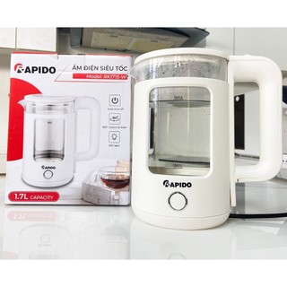 Ấm đun siêu tốc rapido 1.7 lít - bình đun nước thủy tinh cao cấp rk1715