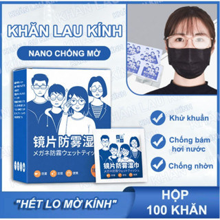 Hộp 100 Khăn lau kính Nano, khăn giấy chống bám hơi nước, chống mờ sương, mồ hôi, chống nhờn-LUCKY MART