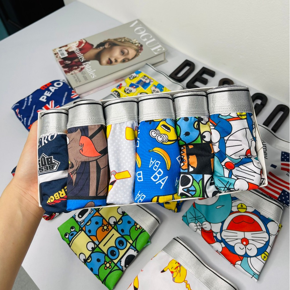 [ Free Ship ] combo 5 quần sịp quần lót nam thun lạnh doremon hoạt hình 4 chiều
