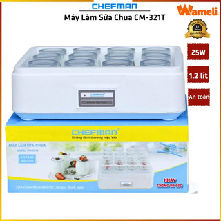 Máy làm sữa chua tự động Chefman CM-321T, máy ủ sữa chua tại nhà 12 cốc thủy tinh cao cấp