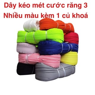 1m dây kéo khoá cước răng 3 kèm 1 củ khoá may ga gối túi xách đệm