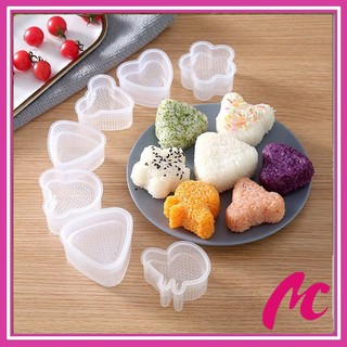 Set 7 khuôn cơm bento ép cơm nắm KÈM THÌA tiện lợi - Khuôn cơm nhựa trong suốt nhiều hình xinh xắn ngộ nghĩnh - 01471
