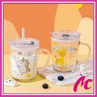 Cốc Chia ML Họa Tiết Hoạt Hình Dễ Thương Tặng Kèm Ống Hút Dành Cho Bé 00837