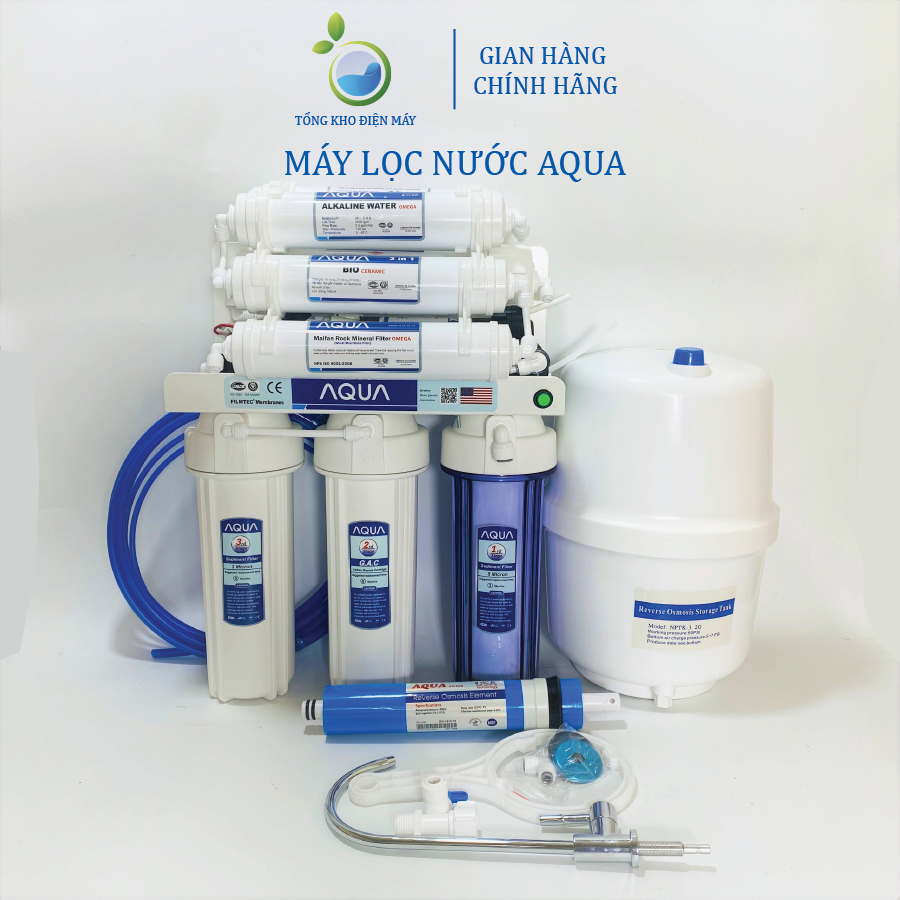 Máy lọc nước RO không vỏ tủ AQUA 9 - 10 cấp lọc lắp gầm bếp lọc sạch 99% cặn bẩn uống trực tiếp đầy đủ linh kiện