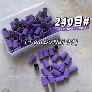 Hộp nhám tím 100 lõi lắp đầu mài nail , độ nhám 240