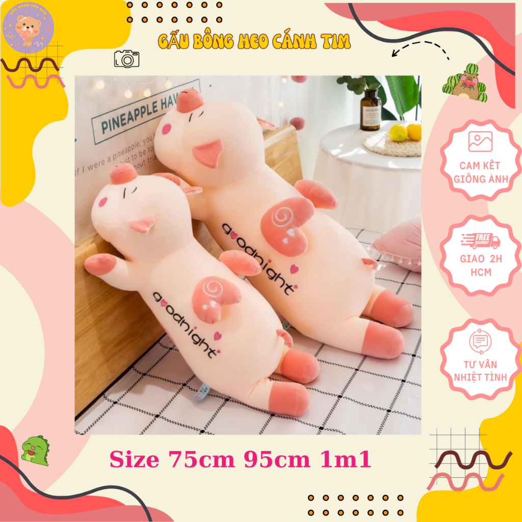 Gấu Bông Heo Cánh Tim - Heo Bông Goodnight -Heo Beo Bear