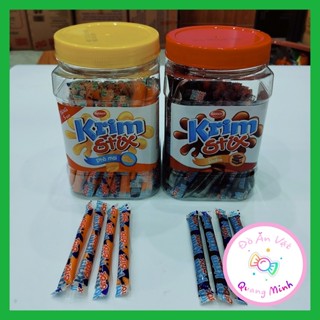  Bán sỉ Kẹo mềm Krim Stix lọ 100 que 4,3g với hương vị phô mai và sô cô la thơm ngon hấp dẫn đồ ăn vặt hot nhất 