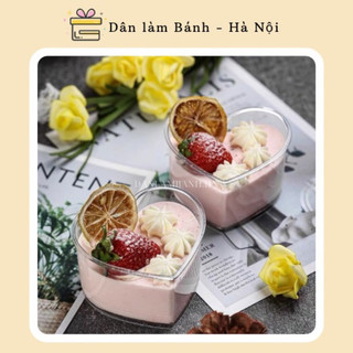 SET 10 cốc tim mica nhựa kt 7cm đựng bánh mousse bánh sinh nhật