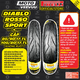 [MTVV] CẶP VỎ LỐP xe máy PIRELLI Rosso Sport 80/90-17 & 100/80-17 Sirius EX 150 EX 135 Dream Wave FU Winner<END>