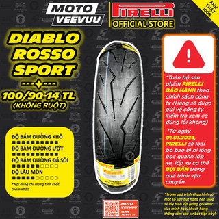 Vỏ lốp xe máy pirelli 100/90-14 tl diablo rosso sport