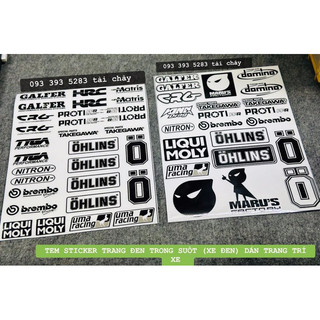 Tem sticker logo trắng đen trong suốt dán trang trí xe