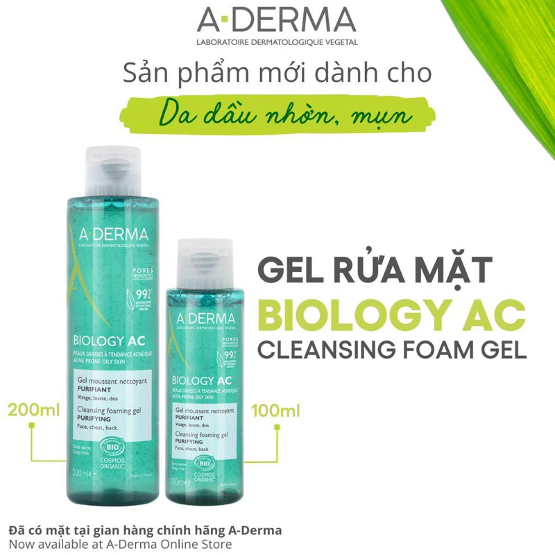 Sữa rửa mặt A-derma Aderma Biology AC cho da dầu mụn