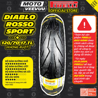 [MTVV] Vỏ lốp xe máy PIRELLI 120/70-17 TL Diablo Rosso Sport<END>