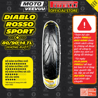 [MTVV] Vỏ lốp xe máy PIRELLI 80/90-14 TL Diablo Rosso Sport<END>