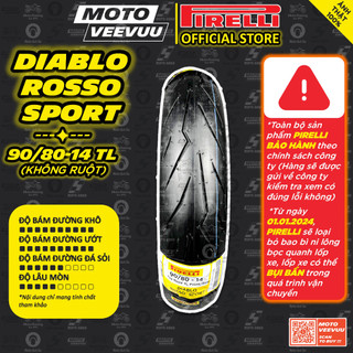 [MTVV] Vỏ lốp xe máy PIRELLI 90/80-14 TL Diablo Rosso Sport<END>