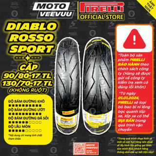 [MTVV] CẶP VỎ LỐP xe máy PIRELLI Rosso Sport 90/80-17 & 130/70-17 Sirius EX 150 EX 135 Dream Wave FU Winner<END>