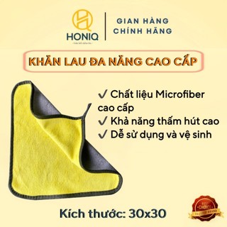 Khăn lau đa năng, lau xe, lau bếp, Siêu thấm hút Cao cấp Microfiber 30x30 Vàng/ Xám