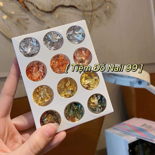 Set giấy nhún vàng bạc dùng để ẩn gel trang trí móng cực xinh - hộp 12 ô