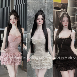 Vây ren 2 dây ôm xoè sexy hàng sẵn lót quần không lộ a35