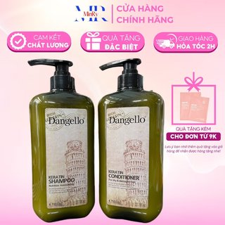 Dầu gội xả d'angello siêu mượt cho tóc khô hư tổn Keratin 800mlx2, dưỡng ẩm, mềm mượt tóc
