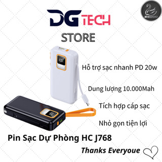 Pin Sạc Dự Phòng HC J768 dung lượng 10000mah Nhỏ Gọn Tích Hợp 2 Dây Sạc Bền Đẹp 2GOOD
