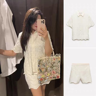 Set bộ áo sơ mi + quần ngắn họa tiết zara xuất
