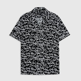 Áo sơ mi TOPGU họa tiết Relax Đen, Cuban shirt vải lụa thoáng mát Menswear Nam