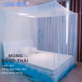 Mùng Ngủ Bông In Nền TRắng Sang trọng 1M6,1M8
