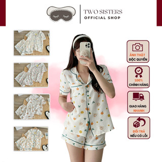 Bộ Pijama nữ TWOSISTERS, set đồ ngủ nữ chất đũi họa tiết cute cho nữ M8