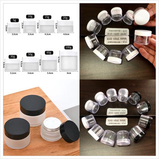 Hủ hộp NẮP TRẮNG 5g 10g 20g - HỦ NHỰA THUỶ TINH TRONG SUỐT 30gr 50gr 100gr đựng kem - Lọ chiết mỹ phẩm nhỏ