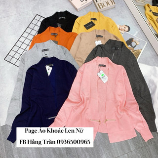 Áo khoác len không cúc phối dây kéo eo..