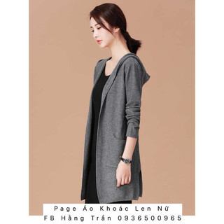 Áo khoác len dài có nón dây đai cao cấp chất đẹp .