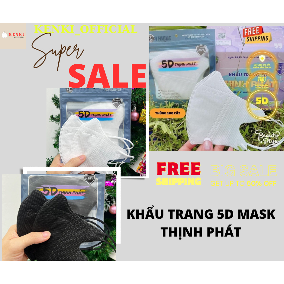 Khẩu trang 5D Thịnh Phát chính hãng, Kháng giọt bắn, chống tia UV